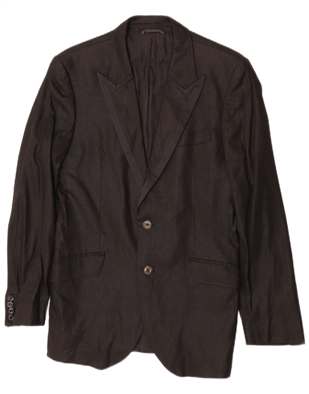 Jaqueta Blazer Masculina Versace com 2 Botões IT 48 Médio Preto Linho Clássico