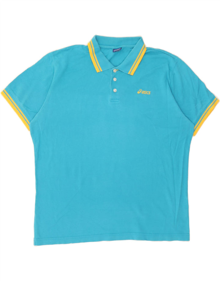 ASICS Mens Polo Shirt Large Blue Cotton Vintage Asics and Second-Hand Asics from Messina Hembry 