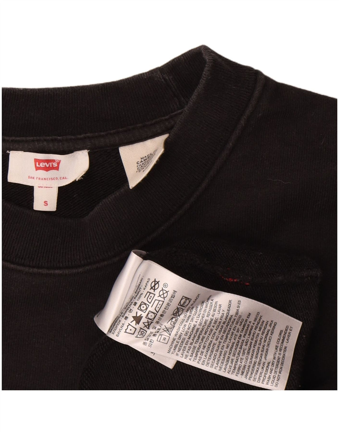 Levi's Womens Crop Oversized Graphic Top Manga Longa Reino Unido 10 Pequeno Preto