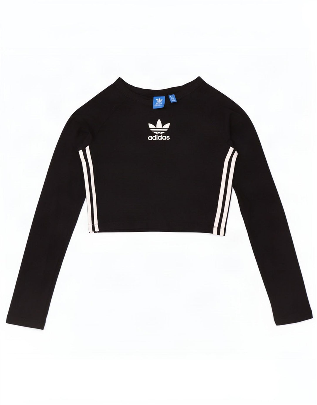 Adidas Womens Crop Graphic Top Manga Longa Reino Unido 12 Médio Algodão Preto