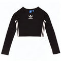 Adidas Womens Crop Graphic Top Manga Longa Reino Unido 12 Médio Algodão Preto