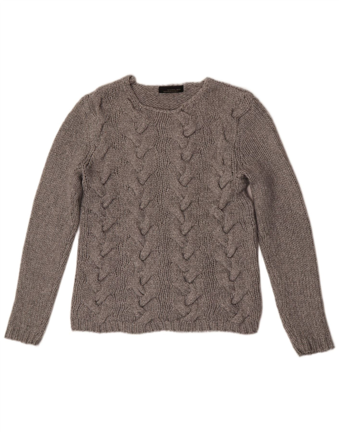 Zara Suéter masculino com gola redonda grande nylon cinza