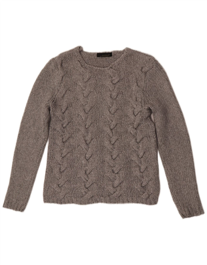 Zara Suéter masculino com gola redonda grande nylon cinza