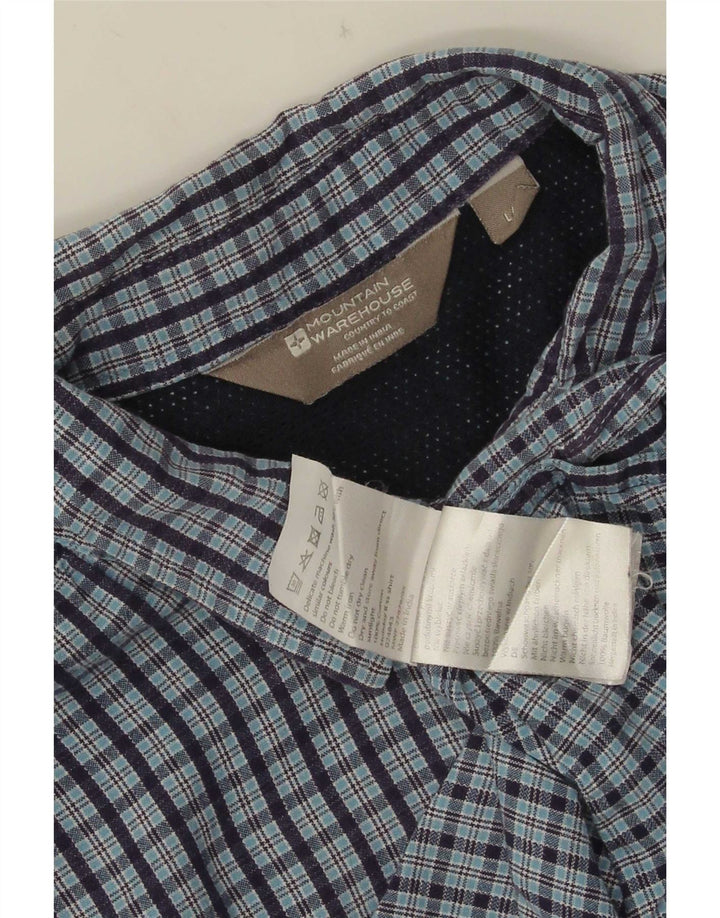 Camisa masculina de manga curta Mountain Warehouse grande algodão xadrez azul marinho