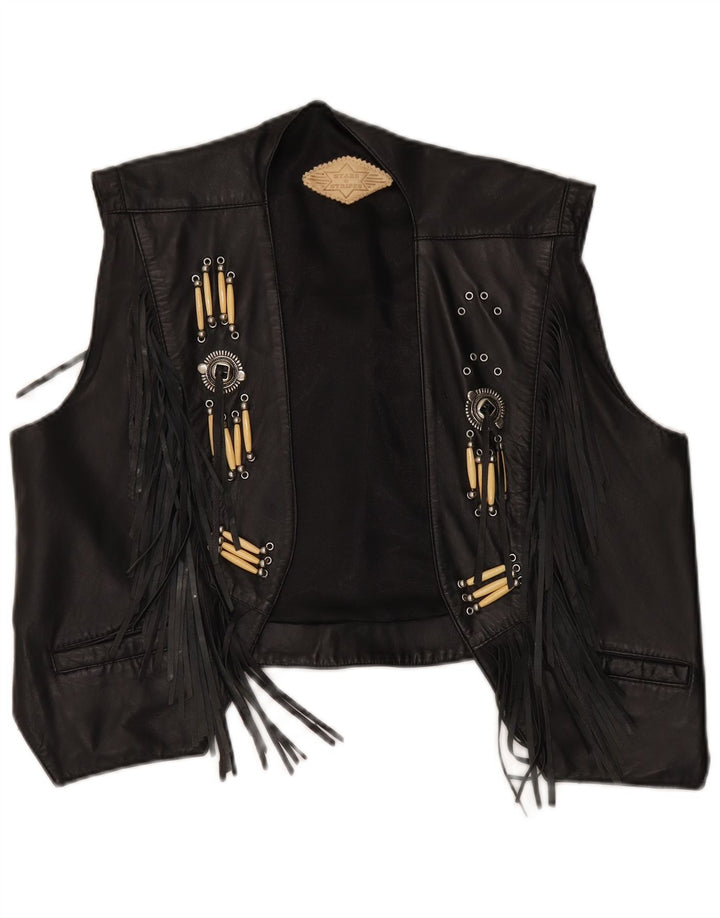 Colete masculino de couro Stars & Stripes Motorstyle grande couro preto