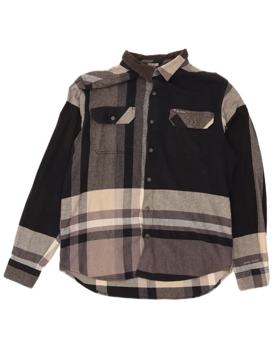 Camisa masculina de flanela Columbia grande algodão xadrez marrom
