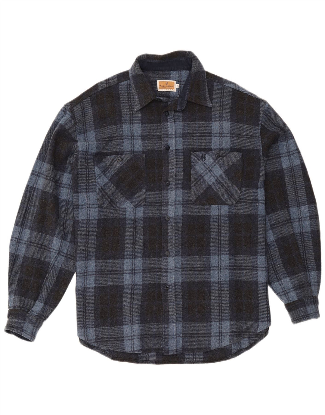 Camiseta masculina Conte of Florence XL azul xadrez de lã