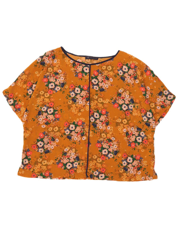 Blusa oversized feminina Marks & Spencer Reino Unido 18 XL laranja floral