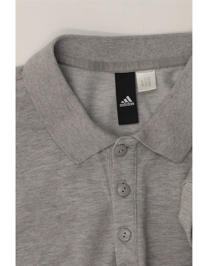 Camisa polo masculina Adidas cinza médio manchado