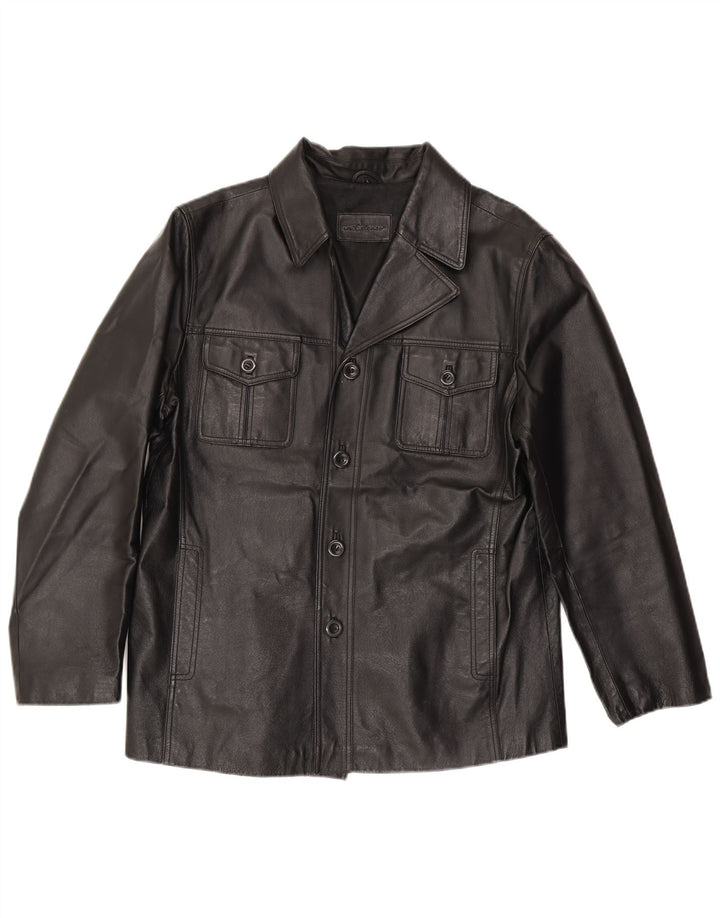 Jaqueta de couro masculina In Extenso UK 40 grande couro preto