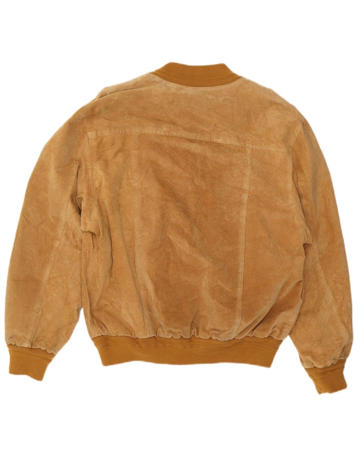 Jaqueta bomber masculina vintage de camurça Reino Unido 40 grande couro marrom