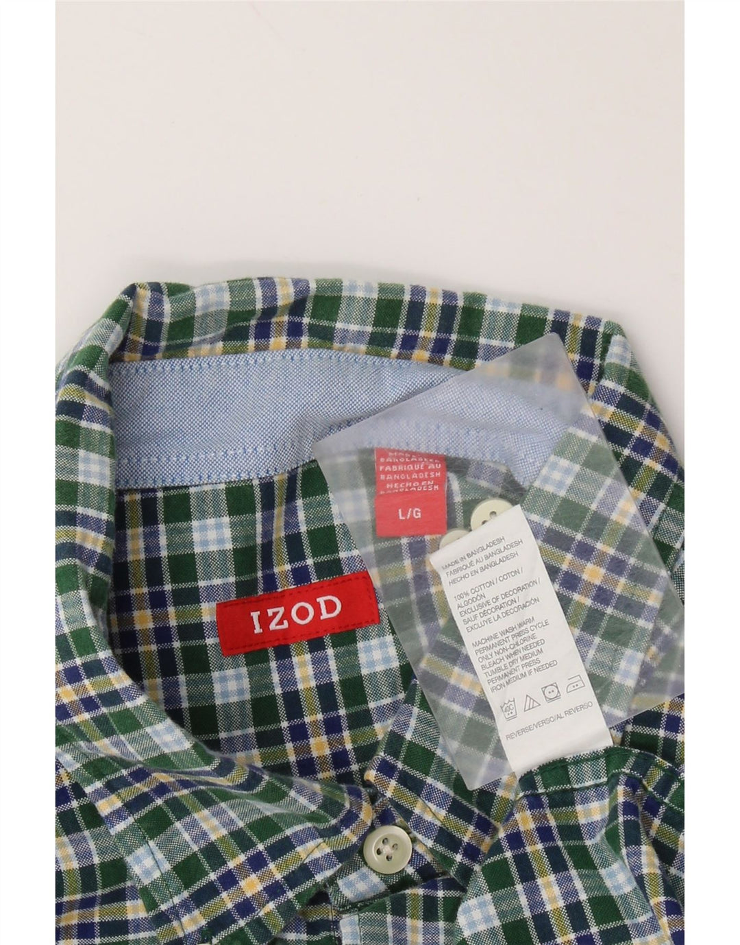 Camisa masculina IZOD grande algodão xadrez verde
