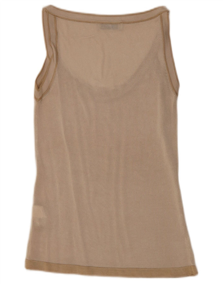 Zara Womens Vest Top UK 12 Médio Bege Viscose