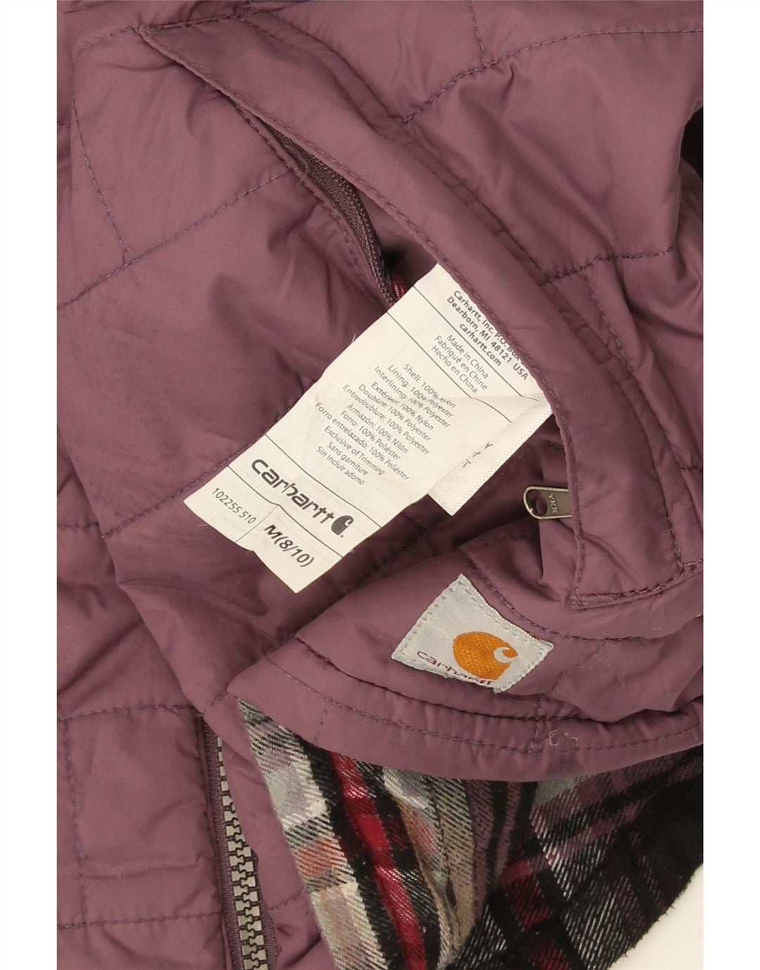 Colete acolchoado feminino CARHARTT US 8/10 nylon roxo médio