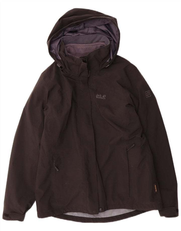 Jaqueta corta-vento feminina Jack Wolfskin com capuz Reino Unido 10/12 médio preto