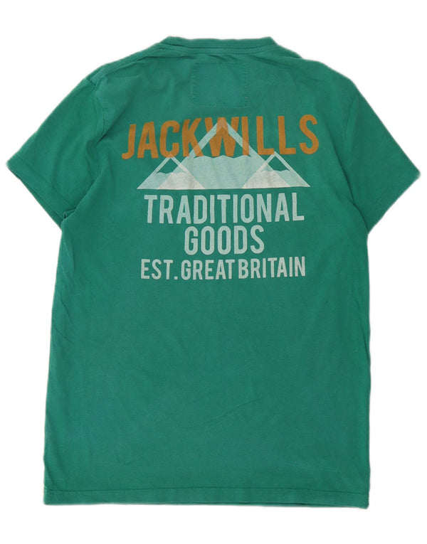 Camiseta gráfica masculina Jack Wills Top XS algodão verde