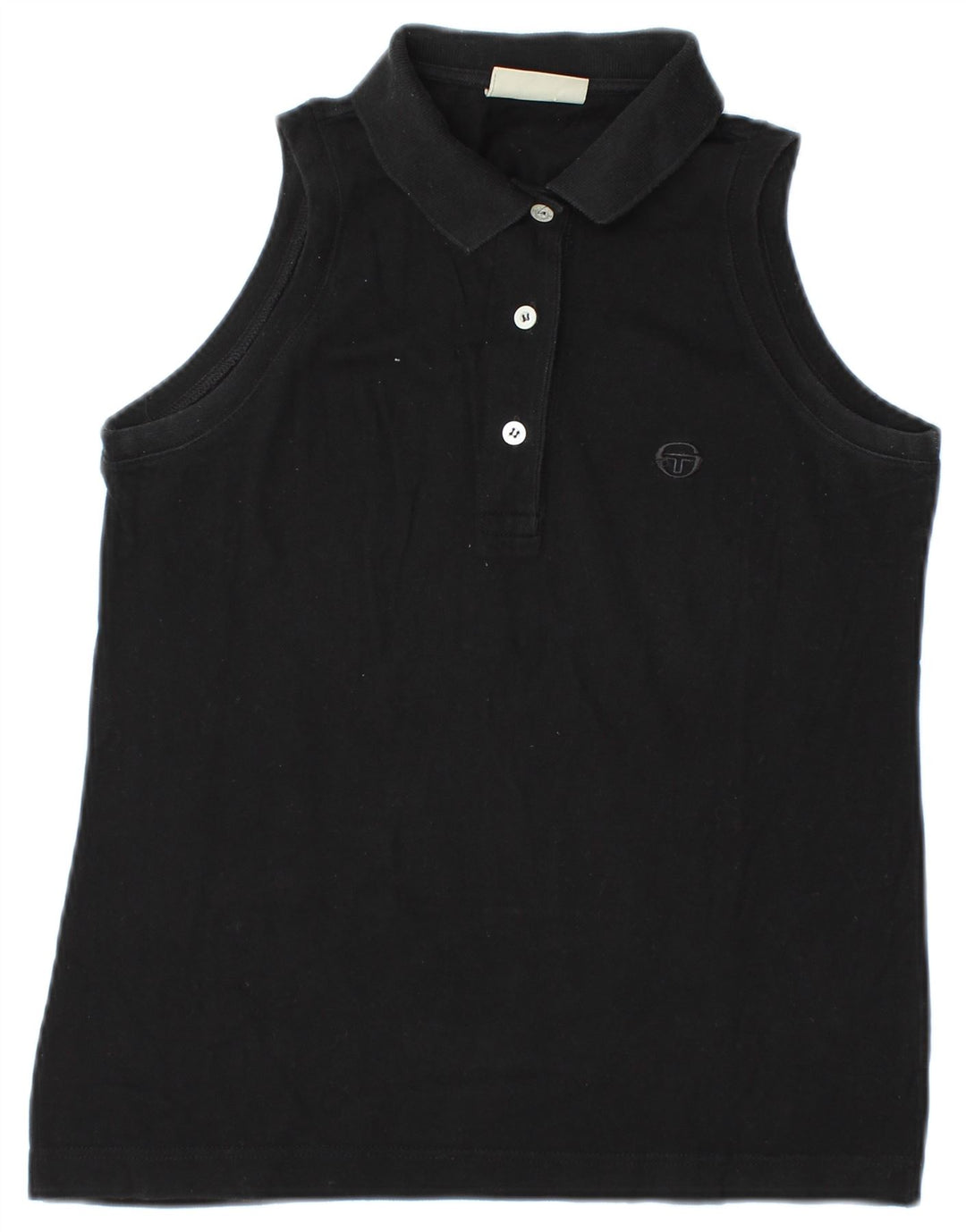 Camisa polo feminina sem mangas Sergio Tacchini Reino Unido 12 médio preto