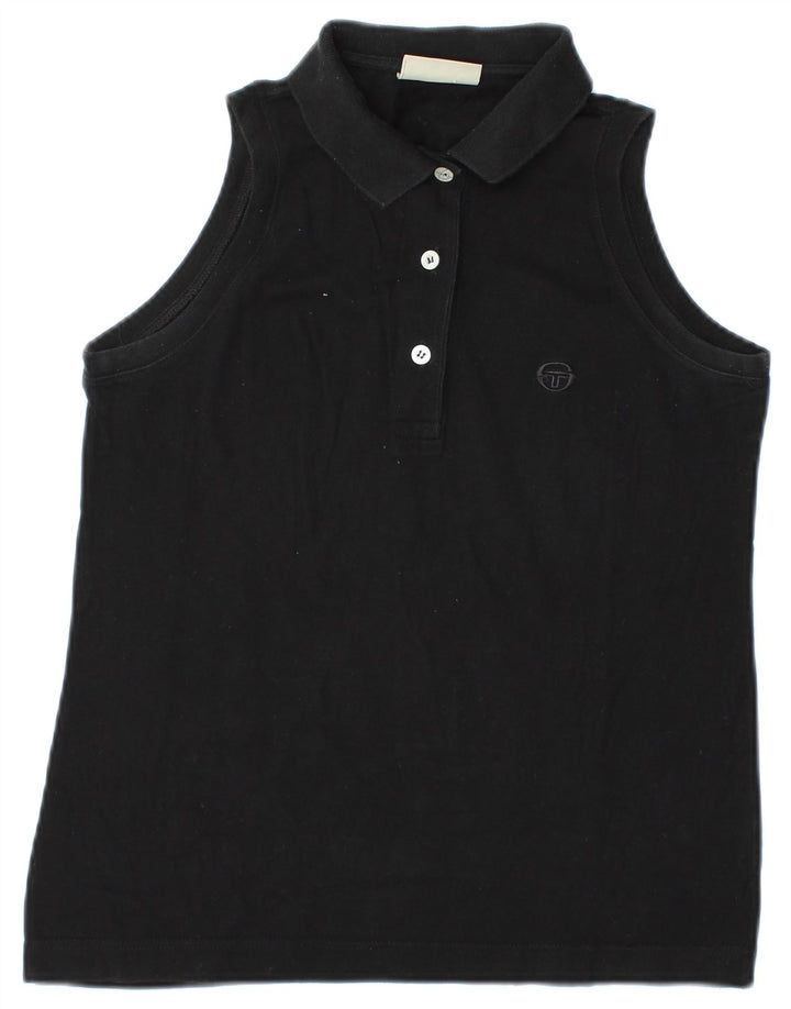 Camisa polo feminina sem mangas Sergio Tacchini Reino Unido 12 médio preto