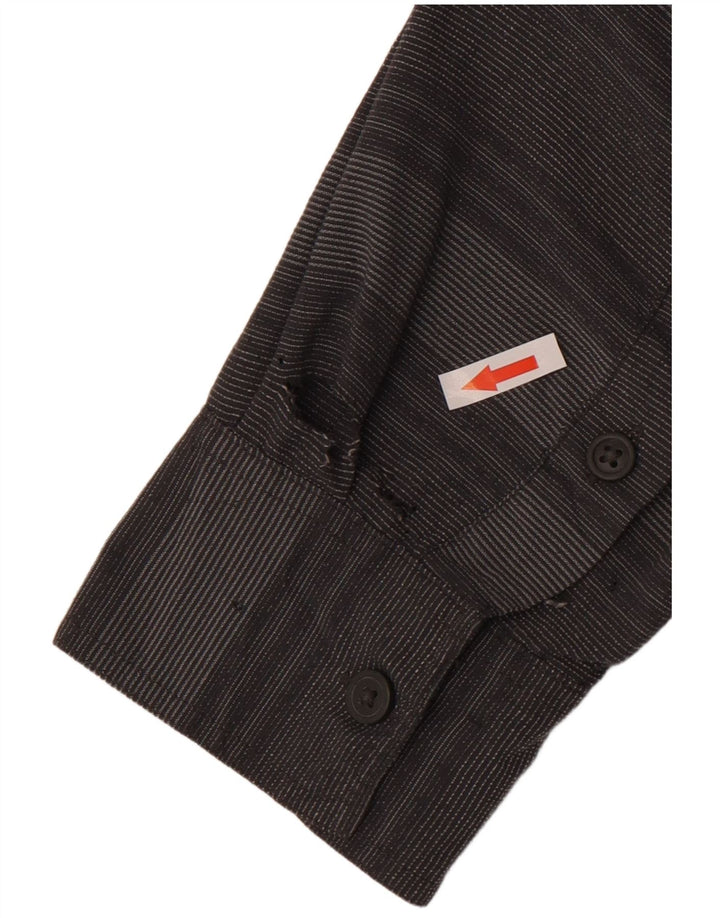 Columbia Camisa masculina grande cinza listrada de nylon
