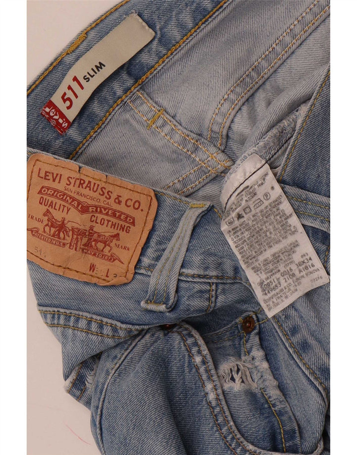Levi's Masculino 511 Distressed Slim Jeans W38 L34 Azul Algodão