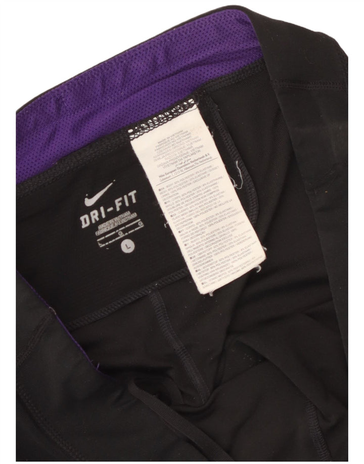 Bermuda esportiva Nike Dri Fit feminina UK 14 grande poliéster preto