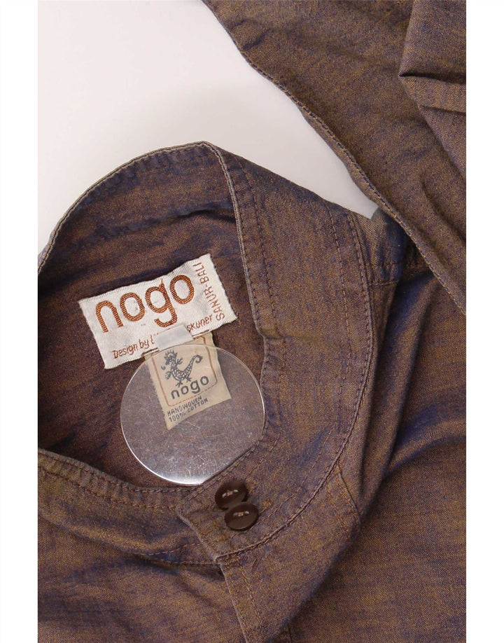 Camisa masculina vintage de algodão marrom médio