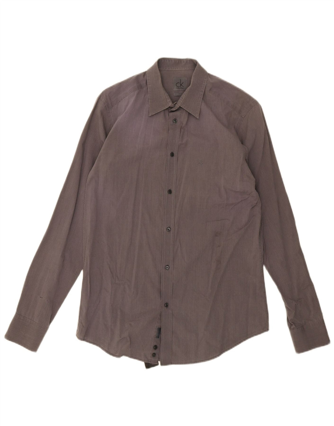 Camisa masculina Calvin Klein Slim Fit listrada cinza médio