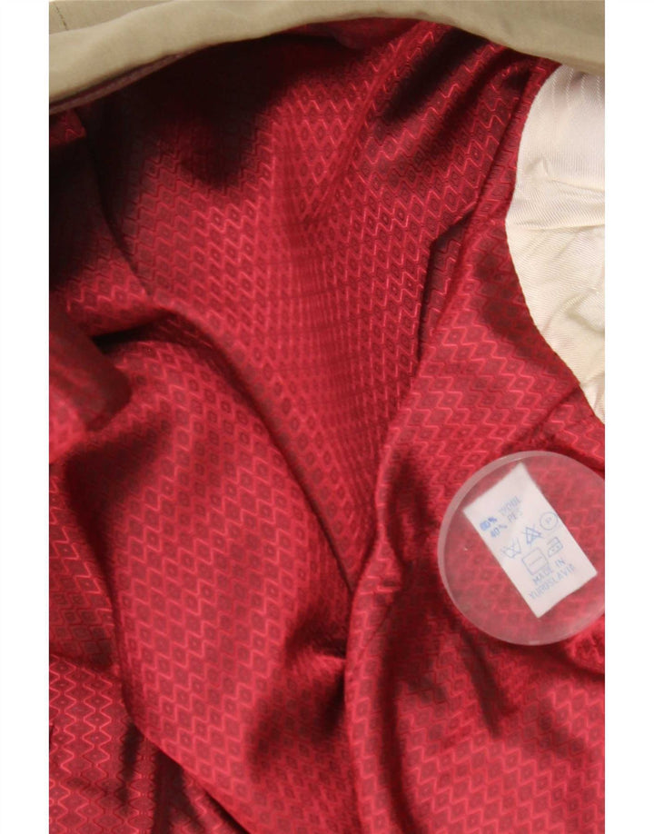 Jaqueta blazer feminina vintage com peito duplo Reino Unido 40 lã cáqui grande