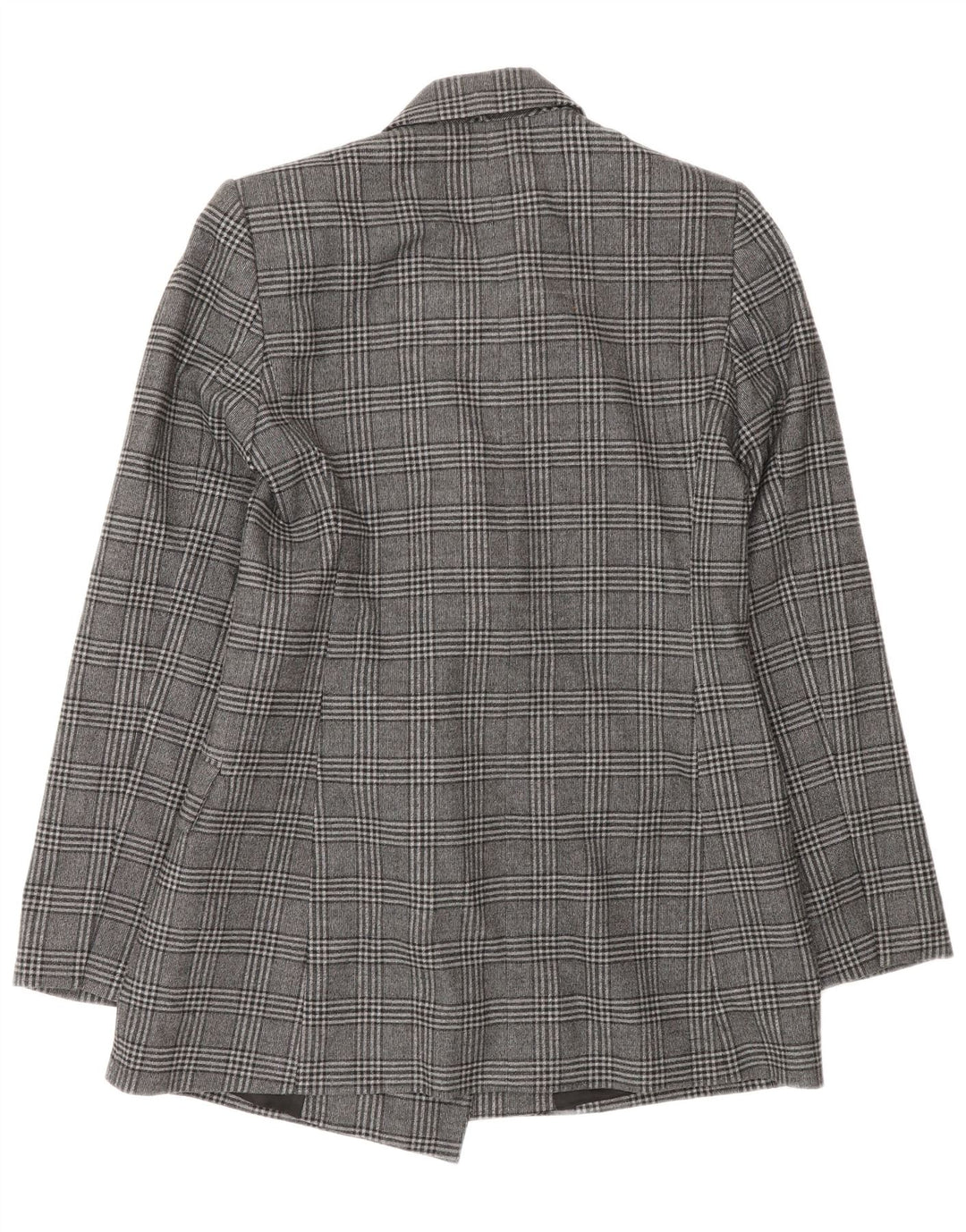 Jaqueta blazer feminina Zara com peito duplo Reino Unido 10 poliéster xadrez cinza pequeno