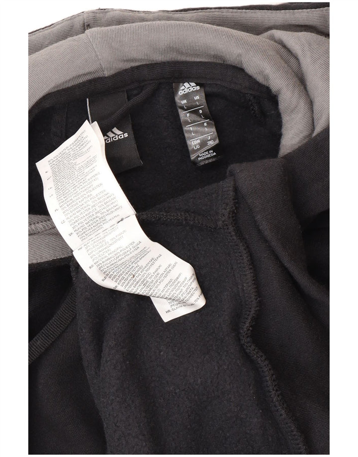 ADIDAS Mens Zip Hoodie Suéter Grande Algodão Preto