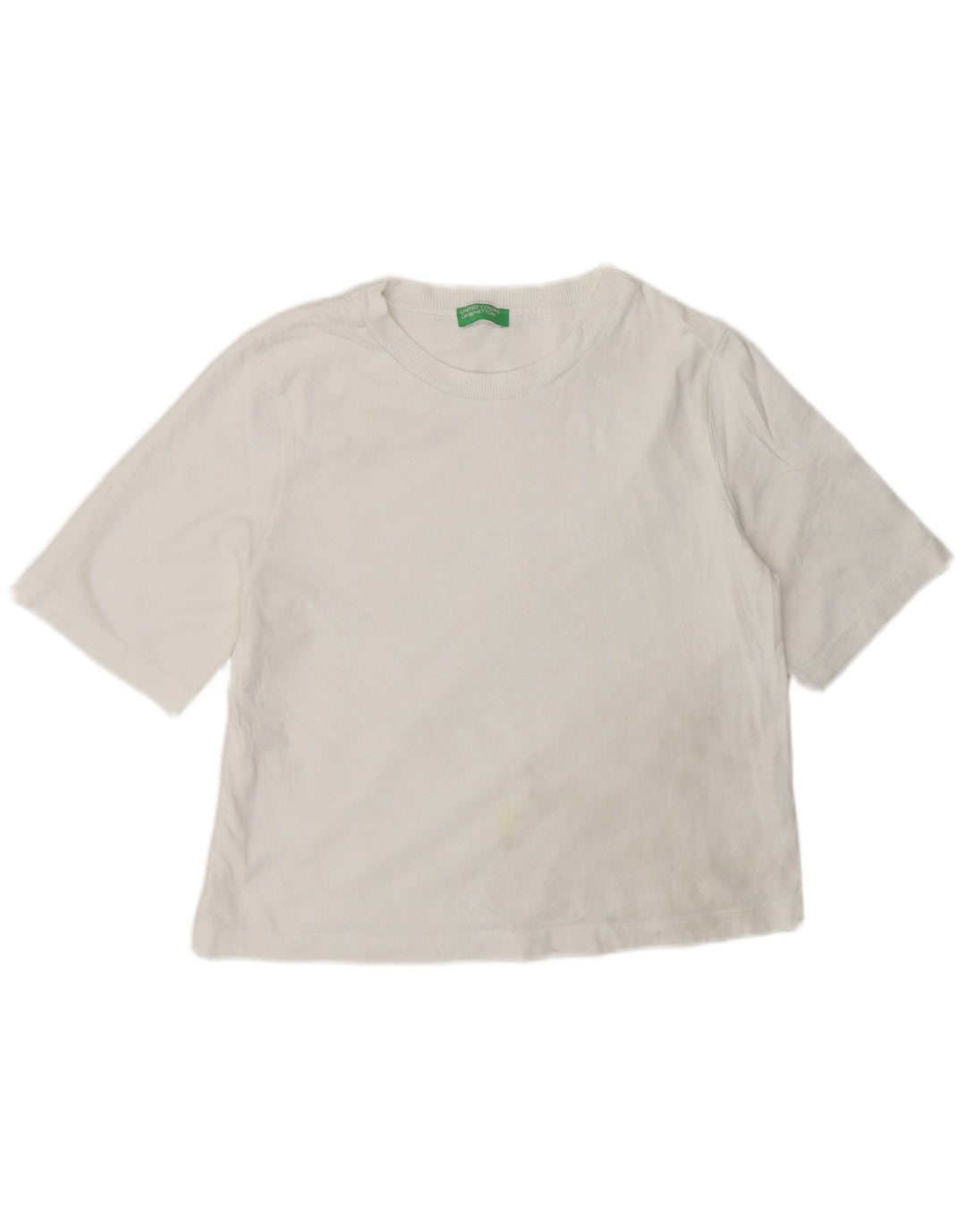 Camiseta feminina Benetton UK 14 médio algodão branco