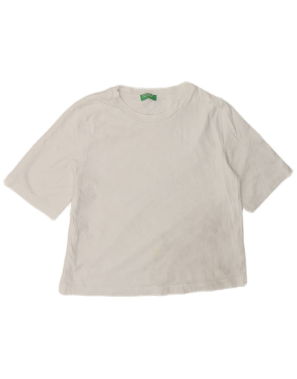 Camiseta feminina Benetton UK 14 médio algodão branco