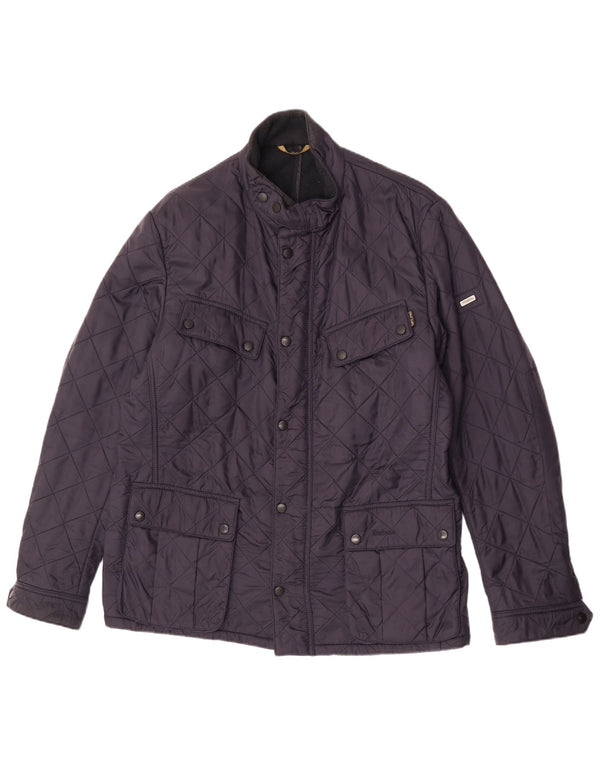 Jaqueta acolchoada masculina Barbour UK 42 XL poliéster azul marinho