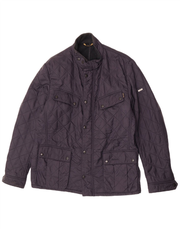 Jaqueta acolchoada masculina Barbour UK 42 XL poliéster azul marinho