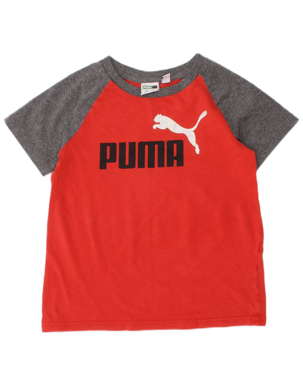 Camiseta Puma Meninos Graphic Top 5-6 Anos XS Vermelho Colorblock Algodão