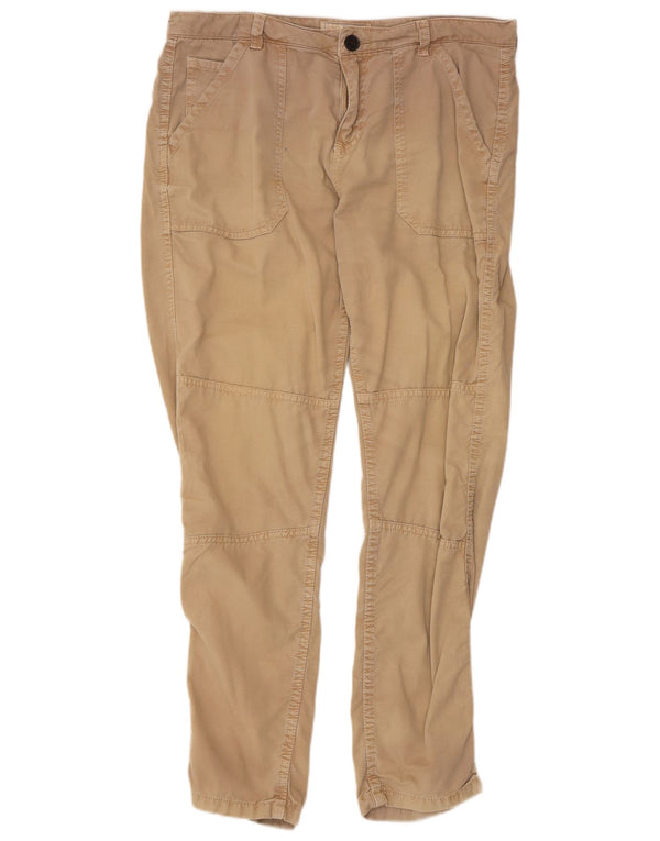 Calça casual feminina Fat Face UK 12 médio W34 L29 algodão bege