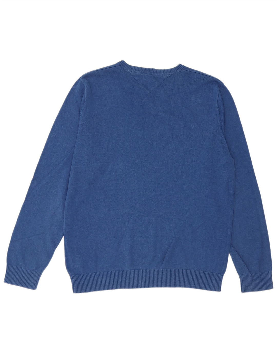 Suéter masculino Tommy Hilfiger regular fit com gola redonda de algodão azul médio