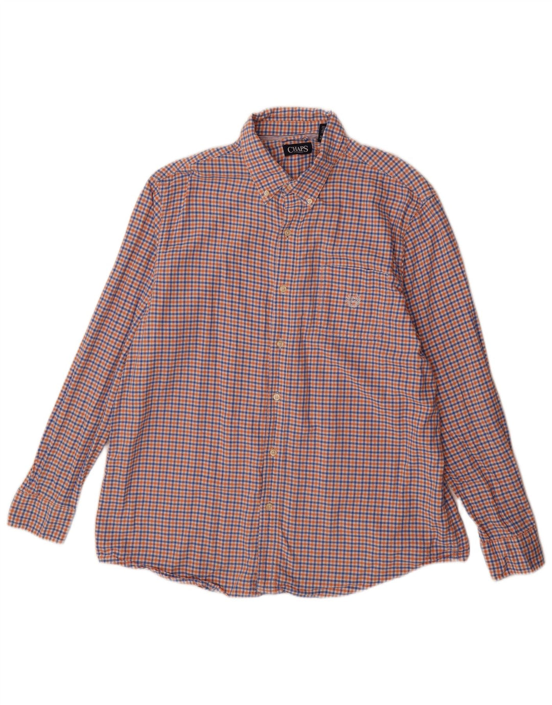 Camisa masculina de flanela Chaps XL azul algodão guingão