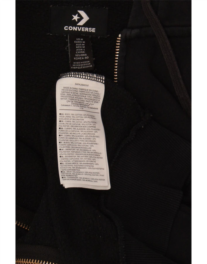 CONVERSE Womens Graphic Zip Hoodie Sweater UK 14 Medium Black Cotton Vintage Converse and Second-Hand Converse from Messina Hembry 