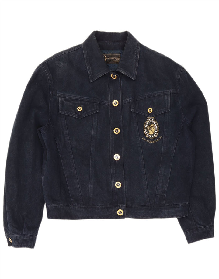 Jaqueta jeans feminina Roccobarocco IT 42 algodão azul marinho médio