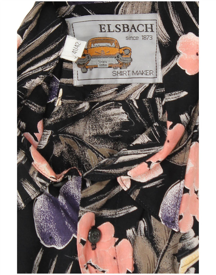 Camisa pulôver masculina ELSBACH tamanho 41/42 grande viscose floral preta