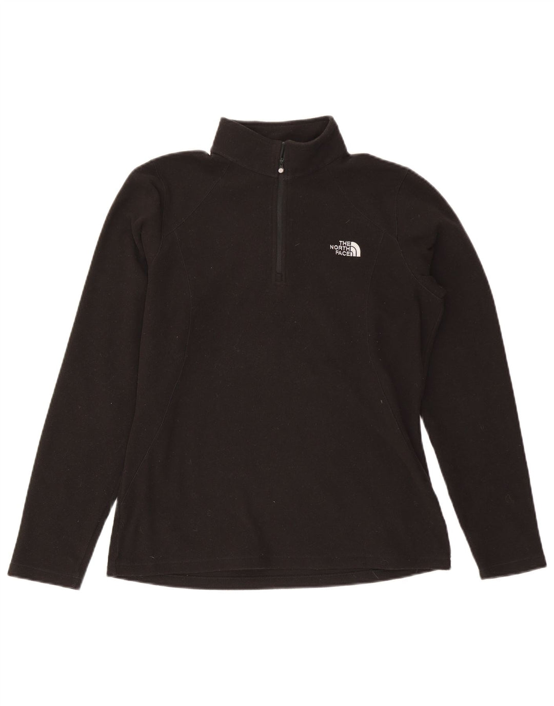 Suéter de lã feminino The North Face com zíper e gola UK 16 grande poliéster preto