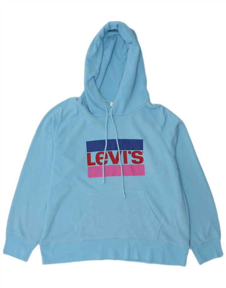 Suéter com capuz gráfico feminino LEVI'S UK 14 algodão azul médio