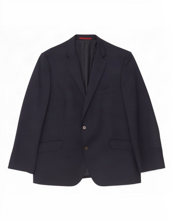 Jaqueta blazer masculina de 2 botões Marks & Spencer Reino Unido 44 XL risca de giz azul marinho