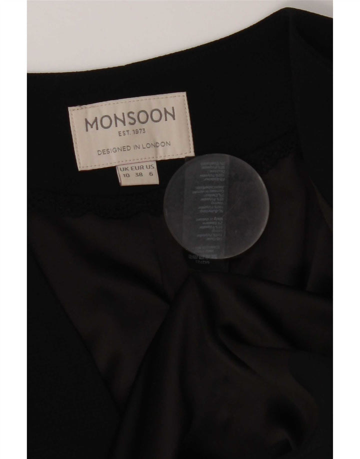Monsoon Womens Crop Open Blazer Jacket UK 10 Pequeno Poliéster Preto