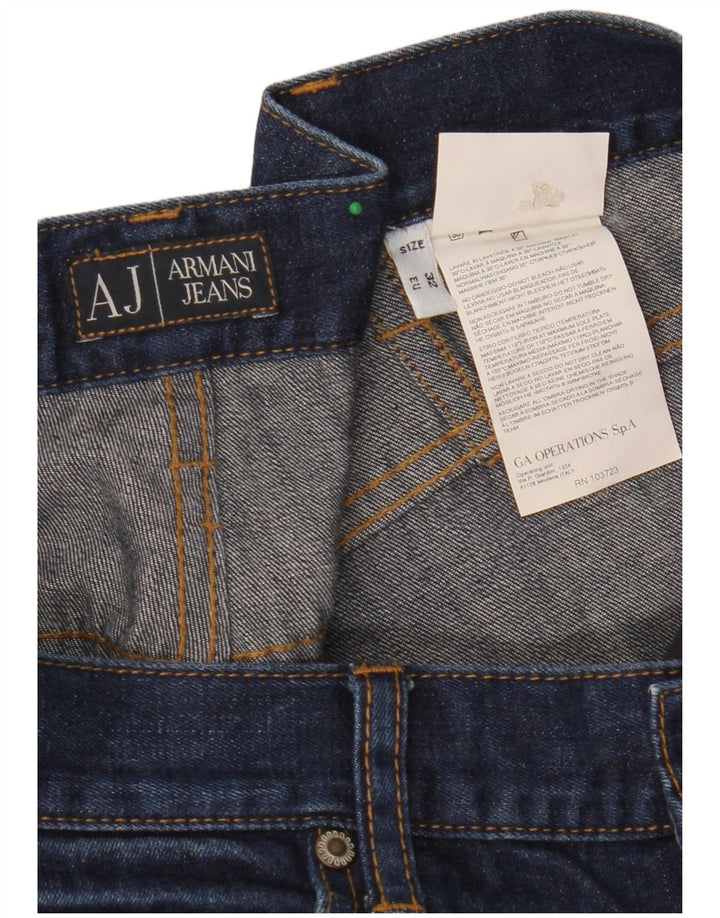 ARMANI Mens Straight Jeans W32 L32 Azul Marinho Algodão