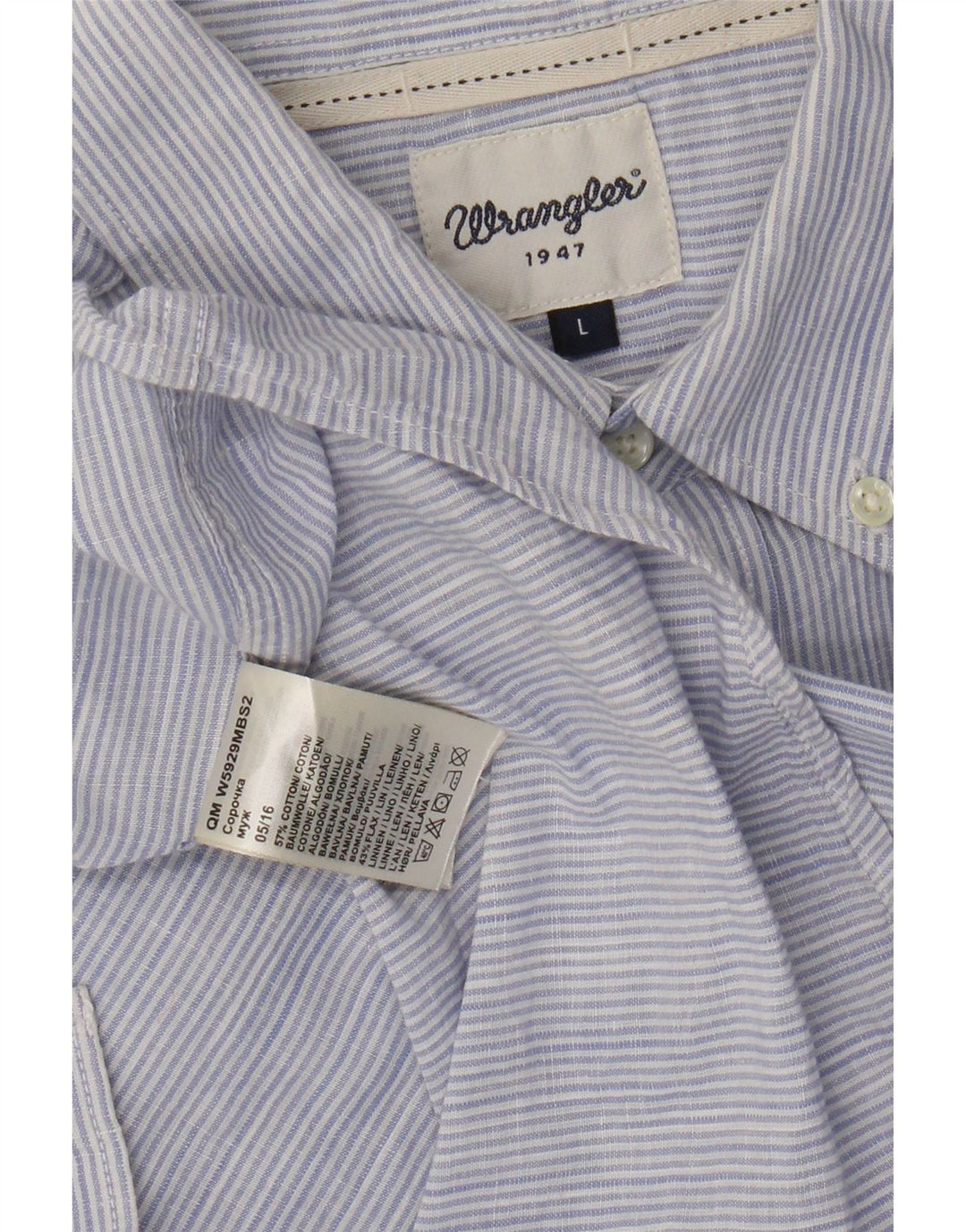 Camisa masculina Wrangler de algodão listrado azul grande