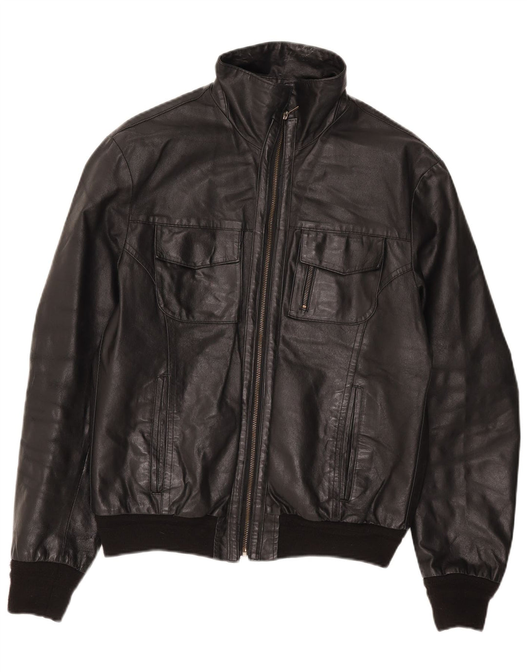Jaqueta de couro masculina Sasch UK 40 grande couro preto