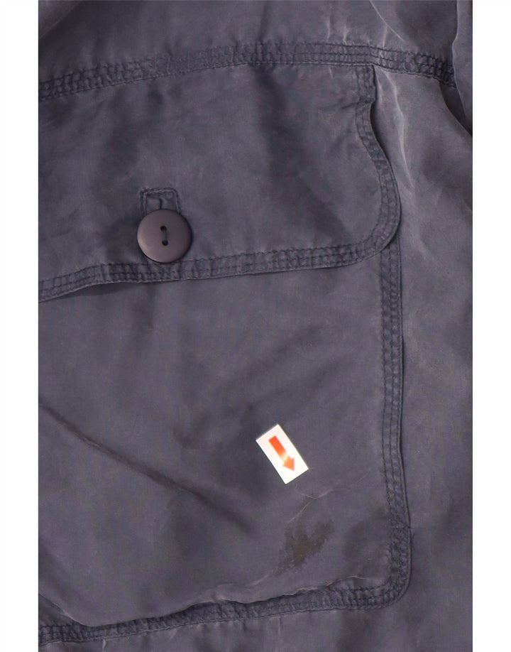 Jaqueta bomber masculina VINTAGE IT 48 seda azul marinho médio