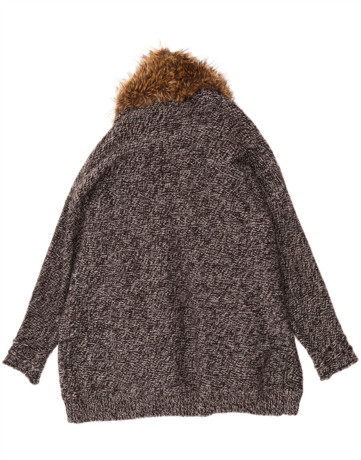 Guess Suéter feminino oversized longline cardigan Reino Unido 10 pequeno cinza manchado